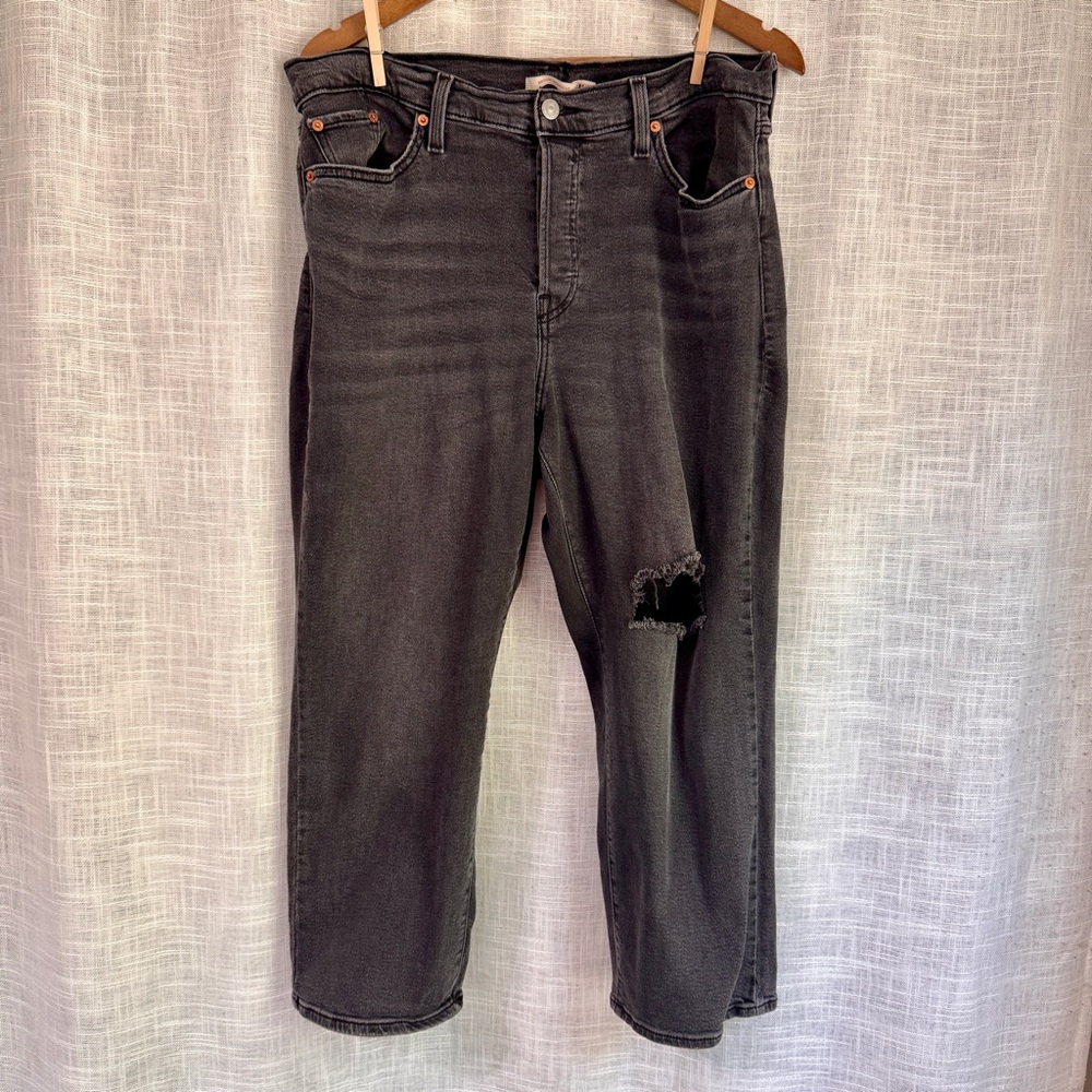 Levis Wedgie Straight Button Fly Dark Gray Jeans Size 16W